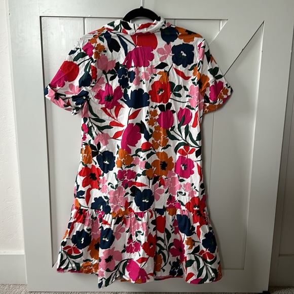 Donna Morgan 💚 Floral Ruffle Hem Poplin Shirt Dress - Picture 10 of 12